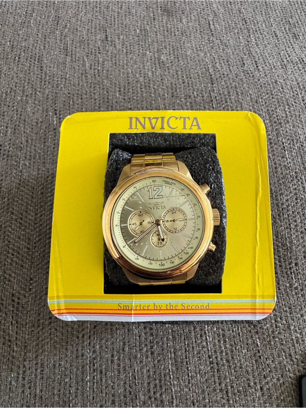Invicta Aviator Model 28898 Gold Chronograph Watch with Champagne Dial